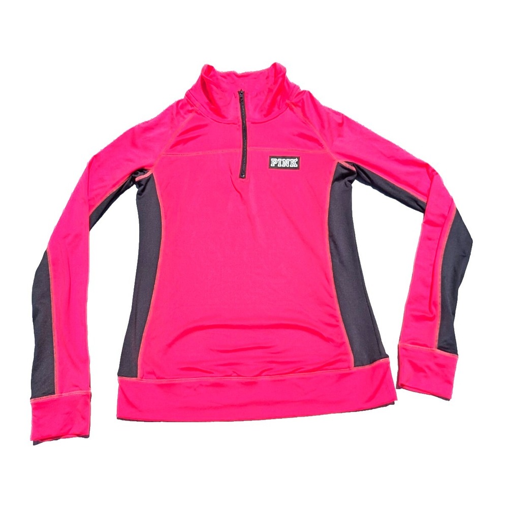 Pink by Victoria's Secret Women's S Pink Cotton Blend 1/4 Zip Sweater Pullover